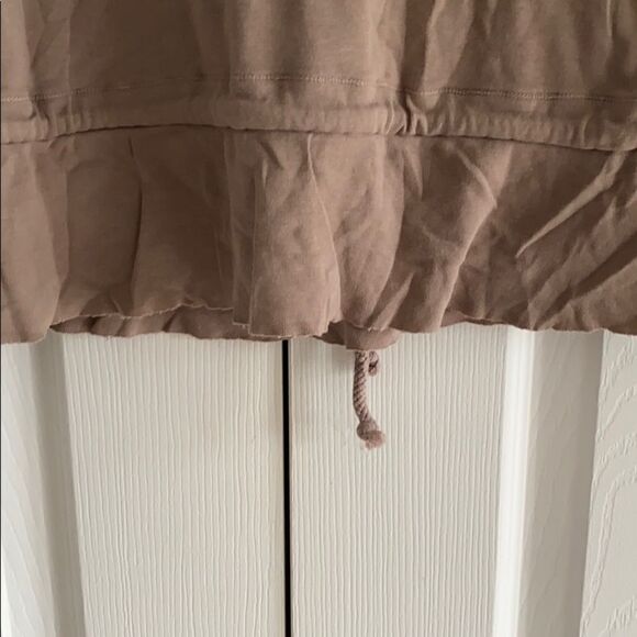 Michael Stars Tan Deep Scoop Neck L/S Tie Top - Picture 6 of 7